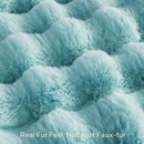 JELLYMONI Faux Fur Throw Blanket, Blue Cozy Plush Bubble Bed Blanket, Thick and Warm, King (108" x 90") by CozyNest Decor