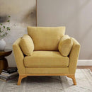 Large-Sized Accent Chair, Thick Cushion Bedroom Reading Chair, Comfortable Living Room Single Sofa, Linen Yellow by CozyNest Decor