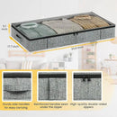 Gray Low Profile Under Bed Storage Containers 5 inches high, 33.8"x 17.7"x 5.1", Sturdy Underbed Shoe Storage Organizer, Foldable Fabric Under the Bed Storage Bins - Pack of 2 by CozyNest Decor