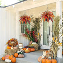 Hollyone Fall Hanging Baskets Small Artificial Fern Orange 21 Leaves Fall Hanging Decor Plant Boston Ferns Silk Plants with Black Rattan Baskets Outdoors Indoor Fake Fern Autumn Decorations for Home by GreenHaven Gardens