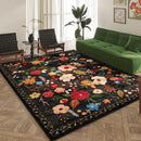 Area Rugs 9x12 Living Room Clearance Washable Boho Rug Non Slip Floral Vintage Low Pile Large Rug for Living Room, Bedroom, Farmhouse, Dining Room, Kids Playroom(Black) by CozyNest Decor