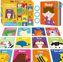 50 PCS Kid First Cognitive Flashcards,Double Sided Printed 7 in 1 Colorful Cards Alphabet,Numbers, Foods,Animals,Shapes,Colors with 3 Reclosable Rings,Learning Tool for Pre-K Kindergarten Toddlers by TinyTreasures Baby Boutique