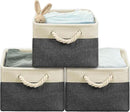 SIMPLE HOUSEWARE Large Fabric Storage Bin, 15.7" x 12" with Braided Handles, 3 Pack, Dark Gray by CozyNest Decor