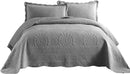 MarCielo 3-Piece 100% Cotton Oversized Bedspread Lightweight Quilt Coverlet Embroidery Farmhouse Bedding Set (Tf Light Grey, Oversized Queen (100"x106")) by CozyNest Decor