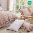 King Comforter Set - 7 Pieces Ruffle Pink Bedding Sets, Shabby Chic Farmhouse Bed in a Bag King with Ruffle Comforter, Floral Sheets, Pillowcases & Shams by CozyNest Decor