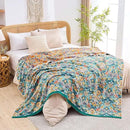 Boho Blanket Throw Quilt, 100% Cotton Soft Light Weight Throw Blankets for Summer, 60"x80" Farmhouse Flower Decorative Blankets, All Season Rustic Reversible Bohemian Throw Quilt by CozyNest Decor