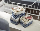 DECOMOMO Blue Storage Bins Fabric Storage Baskets for Shelves, Linen Closet Organization Toys Nursery (Blue Patterns, Large - 3 Pack) by CozyNest Decor