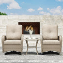 Joyside Outdoor Swivel Rocker Chairs, 3 Piece Wicker Patio Set with Thick Cushion and Side Table, Rattan Patio Swivel Rocking Chairs for Porch, Deck Use (Natural/Beige, 3 PCS) by GreenHaven Gardens