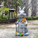 Solar Rabbit Garden Statues Outdoor Décor with Lantern- Rabbit Figurines Solar LED Light Lawn Ornaments - Yard Decorations for Patio, Balcony, Backyard -Unique House Warming Gifts for Mom by CozyNest Decor