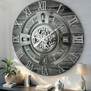 The Gears Clock Real Moving Gear Wall Clock England Line (Carbon Grey, 24 inches (60 cm)) by CozyNest Decor