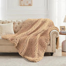 Carriediosa Chunky Knit Throw Blanket 50" X 60", 100% Hand Made Large Chenille Loop Yarn Soft Fluffy Throws for Couch Sofa Bed, Big Crochet Cozy Heavy Thick Cable Woven Blankets, Tan Brown by CozyNest Decor