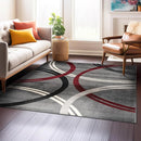 Rugshop Modern Wavy Circles Design Square Area Rug 6'6" x 6'6" Red by TinyTreasures Baby Boutique