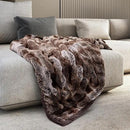 Mon Chateau Premium Reversible Luxury Faux Fur Throw for Couch, Sofa, or Bed - Plush Cozy Soft Blanket for Sleeping or Home Décor, 60" x 70" (Ruched Dark Brown) by CozyNest Decor