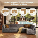 Modular Sectional Sofa with Chaise U Shaped Sectional Couch for Living Room, 5-Seater Comfy Cloud Couches, Plush Corduroy, Gray by CozyNest Decor