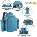 Apollo Walker Picnic Backpack Set for 2 Person with Cooler Compartment, Detachable Bottle/Wine Holder, Fleece Blanket, Plates and Cutlery Set (Teal) by GreenHaven Gardens