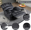 Luxlen Large Manual Recliner Chair,Soft Fabric Push Back Recliner with Overstuffed Armrest and Backrest, Living Room Single Sofa Recliners,Grey by CozyNest Decor