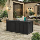 KAMABOKO Outdoor Storage Box, 120 Gallon Large Outdoor Resin Deck Box, Storage Waterproof Boxes Lockable Lid for Garden Tools, Pool Supplies, Patio Furniture and Cushions, Black by CozyNest Decor