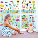 9 Sheets Summer Window Clings, Double Sided Summer Window Clings for Glass Windows, Hello Beach Decals, Sun Watermelon Pattern Stickers for Home Office Accessories Decorations by CozyNest Decor