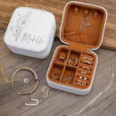 Custom Leather Jewelry Box w/Name & Birth Flower Month - Birthday Gifts for Women, Personalized Jewelry Travel Case - Customized Jewelry Organizer Box, Mom Birthday Gifts - Gray by TinyTreasures Baby Boutique