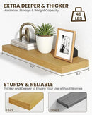 Marsmiles 30" Floating Shelves for Wall, Wooden Shelves with Invisible Brackets Set of 2, Rustic Farmhouse Wall Mounted Shelf for Kitchen Bathroom Living Room Study, Natural Oak by CozyNest Decor