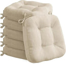 Codi 6 Pack Dining Chair Cushions, Thick Chairs Pads for Indoor Kitchen Room - Washable, Non-Slip Seat Cushion with Ties, 16.5"x16.5"x 3.5", Set of 6, Beige by CozyNest Decor