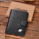 Polare Luxury RFID Blocking Leather Passport Holder Travel Wallet For Men and Women (Black with AirTag Slot(Snap Version)) by TinyTreasures Baby Boutique