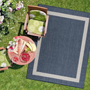 CAMILSON Outdoor Rug 10x14, Large Modern Outside Rugs for Patios Porches Waterproof Durable Washable Non-Shedding, Easy-to-Clean Indoor Outdoor Area Carpet (10 x 14, Bordered - Blue/White) by CozyNest Decor