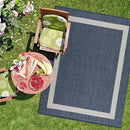 CAMILSON Outdoor Rug 8x10, Modern Outside Rugs for Patios Porches Waterproof Durable Washable Non-Shedding, Easy-to-Clean Indoor Outdoor Area Carpet (8 x 10, Bordered - Blue/White) by GreenHaven Gardens