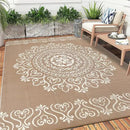 Pauwer Waterproof Outdoor Rug 9x12, Reversible Plastic Straw Patio Camping Rug, Indoor Outdoor RV Mat Carpet for Deck, Camper, Porch, Balcony, Backyard, Picnic, Floral Brown by GreenHaven Gardens