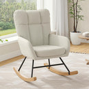 Rocking Chair Nursery, Teddy Baby Nursery Rocking Chairs, Modern Nursing Chair for Breastfeeding, Nursery Rocker for Small Spaces Indoor, Accent Glider Chairs for Living Room, Bedroom, Beige by TinyTreasures Baby Boutique
