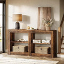 Tribesigns 59-Inch Farmhouse Entryway Table, 3-Tier Console Tables for Living Room, Wood Console Behind Couch for Living Room, Hallway, Foyer, Rustic Brown by CozyNest Decor