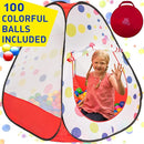 Kids Play Tent with 100 Balls – 39″x39″ Pop-Up Ball Pit Playhouse – Indoor/Outdoor Toy with Mesh Windows & Carry Bag by TinyTreasures Baby Boutique