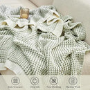 Amélie Home Chenille Waffle Throw Blanket for Couch, Reversible Pineapple Stitch Knit Soft Cozy Knit Blanket Lightweight Warm Decorative Throw for Sofa, Bed, Living Room, 60 * 80", Sage Green&Ivory by CozyNest Decor