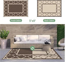 GENIMO 5' x 8' Outdoor Rug Waterproof for Patio Decor, Foldable Reversible Plastic Straw Area Rugs Mat for Camper, Outside Carpet for Rv, Deck, Porch, Picnic, Beach, Balcony, Coffee & Beige by CozyNest Decor