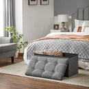 SONGMICS Mazie Collection - 30 Inches Ottoman Storage Bench, 21 Gal. Folding Chest with Breathable Linen-Look Fabric, Load up to 660 lb, for Entryway, Living Room, Bedroom, Dark Gray ULSF001G01 by CozyNest Decor