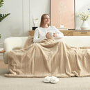 Amélie Home Luxury Striped Faux Fur Throw Blanket for Couch, Embossed Split Fur Cozy Fuzzy Fluffy Luxurious Soft Plush Sofa Chair Bed Gift Blankets for Women Men Wife Friend, 55"x70", Beige by CozyNest Decor
