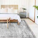 Area Rug 8x10 Washable Rug Gray Vintage Traditional Mat Distressed Indoor Foldable Thin Retro Accent Floral Non Slip Carpet Living Room Dining Room Office by TinyTreasures Baby Boutique