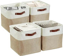 DECOMOMO Storage Cubes, 11x11 Cube Storage Bins, Baskets for Shelves (Beige & White, Cube 11" - 4 Pack) by CozyNest Decor