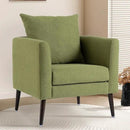 Barrel Accent Chair with Back Pillow, Large Upholstered Armchair with Solid Wood Legs Modern Reading Chairs for Living Room Bedroom by CozyNest Decor