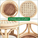Set of 2 Small Boho Rattan Wicker Round Riser Plant Stand Indoor,Rustic Farmhouse Natural Wooden Circle Pedestal for Decor & Display, Tabletop, Office Decor by GreenHaven Gardens