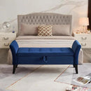 Furniliving Storage Ottoman Bench, Velvet Benches End of Bed Bench with Solid Wood Legs Upholstered Ottoman Bench with Storage Indoor Bench for Living Room with Rolled Arm, Entryway, NavyBlue by CozyNest Decor