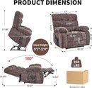 Lay Flat Recliner with Vibration Massage and Lumbar Heating, 26" Wide Recliner with Infinite Position and 2 Remote Controls, Soft Chenille Lift Chair for Living Room, Chocolate