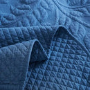 MarCielo 3-Piece 100% Cotton Oversized Bedspread Lightweight Quilt Coverlet Embroidery Farmhouse Bedding Set T0 (Midtone Blue, Oversized King (118"x106")) by CozyNest Decor