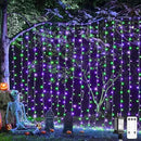 JMEXSUSS 300LED Halloween Curtain Lights with Remote, 9.8x9.8ft Halloween Lights Plug in, Christmas Twinkle Hanging String Light for Bedroom Wall Window Backdrop Indoor Outdoor Decor, Purple and Green by CozyNest Decor