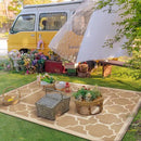GENIMO 5' x 8' Outdoor Rug Waterproof for Patio Decor, Foldable Reversible Plastic Straw Area Rugs Mat for Camper, Outside Carpet for Rv, Deck, Porch, Picnic, Beach, Balcony, Brown & Beige by CozyNest Decor