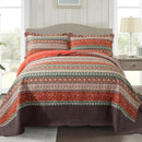 NEWLAKE Cotton Bedspread Quilt Sets - Reversible Patchwork Coverlet Set, Red Striped Jacquard Pattern, Oversized King Size by CozyNest Decor