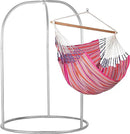 LA SIESTA - XL King Habana Cotton Hammock Chair & Romano Steel Stand - Indoor/Outdoor Hanging Chair Swing for Bedroom, Porch, Balcony - Boho Flamingo by GreenHaven Gardens