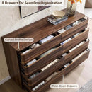 8 Drawer Dresser for Bedroom, 52 Inch Wide Modern Chest of Drawers, Push-to-Open Wood Storgae Organizer with Large Drawers for Bedroom, Living Room, Hallway,Brown by CozyNest Decor