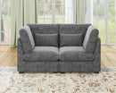 Oversized Modular Sofa, Extra Deep Cloud Chenille Sectional Couch with Ottoman Chaise, Fluffy Chenille 2 Seater Sofa Bed for Living Room, Villa (Loveseat Sofa, Chenille Grey) by CozyNest Decor