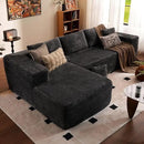 ovios 104" Cloud Sectional Couch with L-Shape Chaise,Modern Modular Sofa with Deep Seat, Upholstered Couches for Living Room Bedroom,No Assembly Required, Grey (Plush Corduroy Fabric) by CozyNest Decor